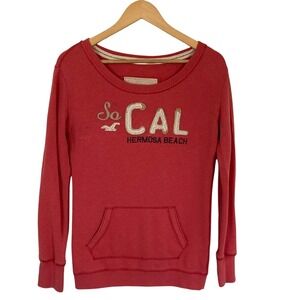 Hollister Womens So Cal Red Sweatshirt Size Small Hermosa Beach Round Collar